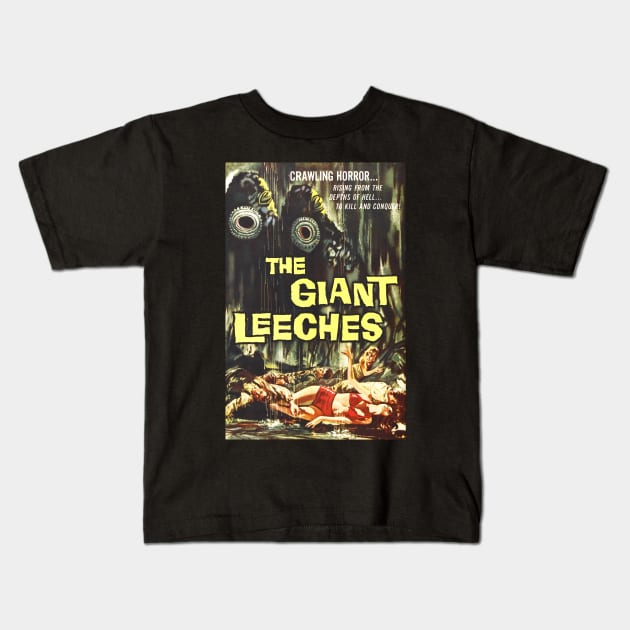 The Giant Leeches - Horror B-Movie Retro Kids T-Shirt by spiralrewind